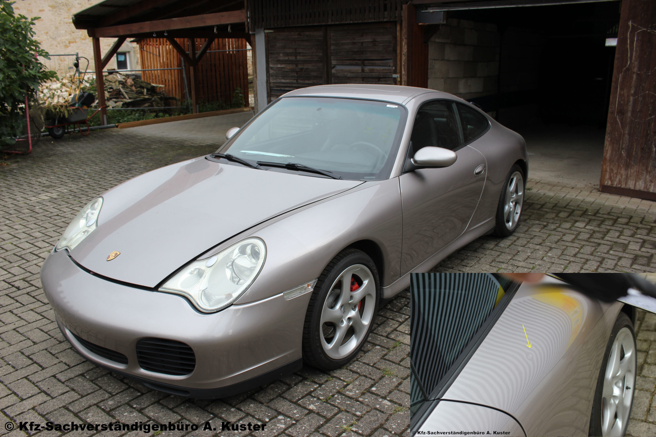 Sachliche Schadenfeststellung an einem Unfallfahrzeug